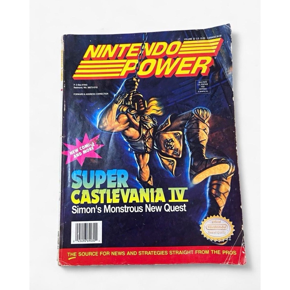 Vintage 1992 Nintendo Power Vol 32 Super Castlevania IV Rocketeer Poster SNES